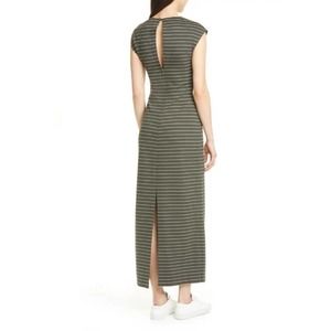 Club Monaco Olive Green and White Striped Maxi Dress